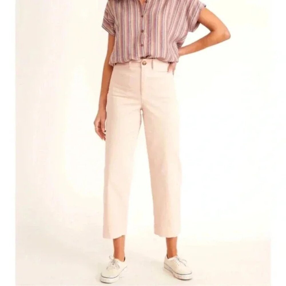 Marine Layer Wide Leg Cropped Pants in Light Pink